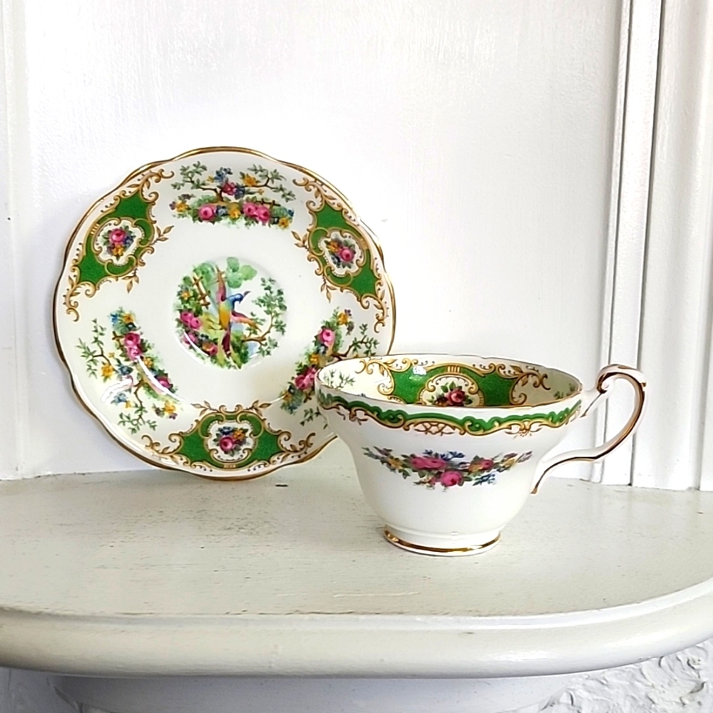 Green Foley Broadway Teacup and Saucer, made in England